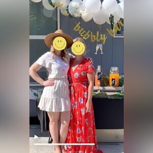 Aakaa Red Floral Maxi Dress